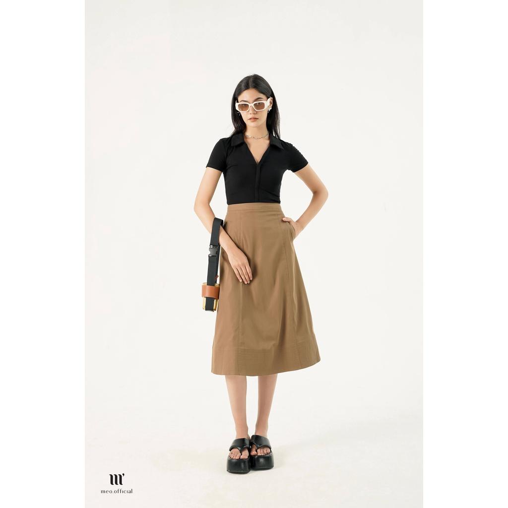 Chân váy nữ Méo shop dáng dài phối túi phong cách Hàn Quốc Fanmy