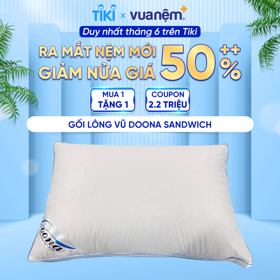 Gối nằm lông vũ cao cấp Doona Sandwich 45x65cm siêu mềm, êm ái, thích hợp với mọi lứa tuổi