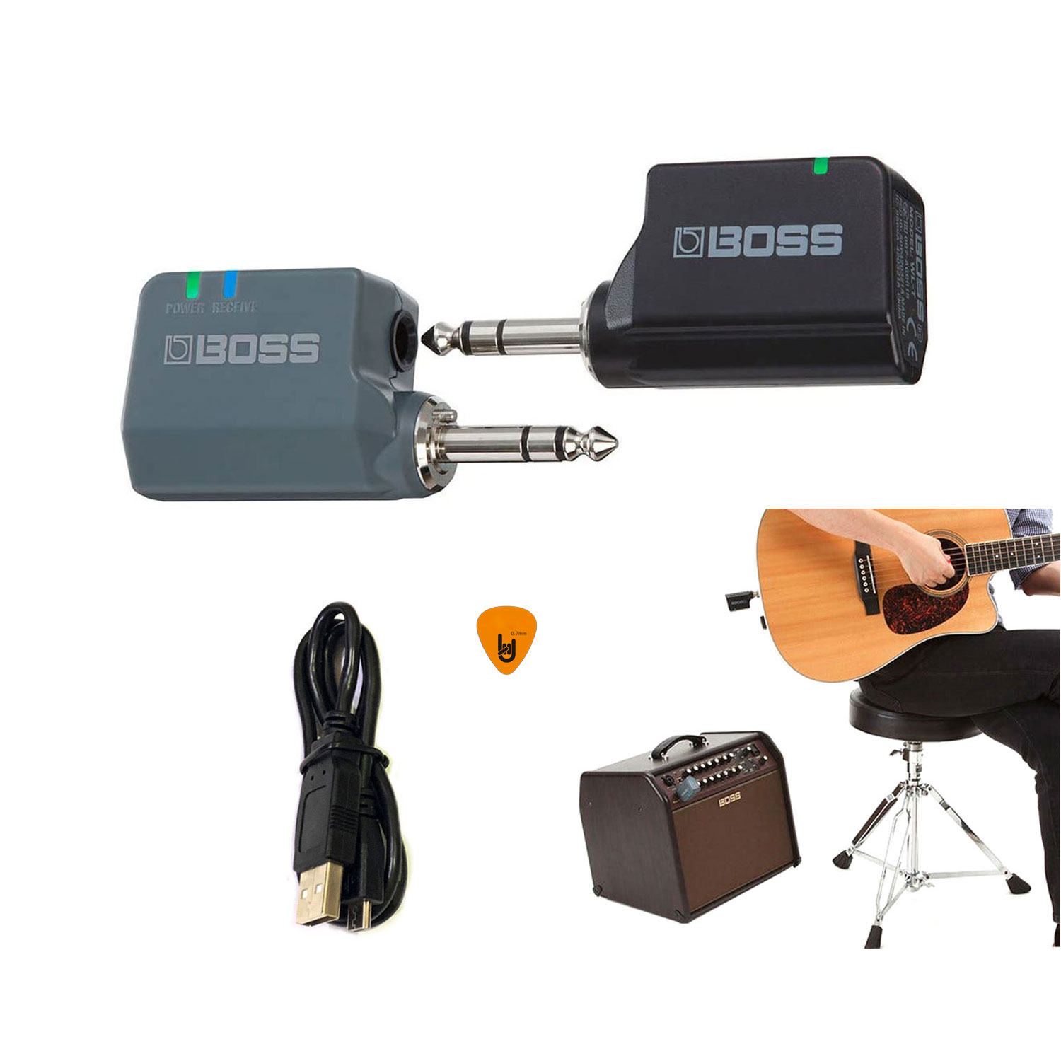 Boss WL-20L Bộ Thu Phát Tín Hiệu Không Dây Wireless System (Pin sạc, Dùng cho Đàn Guitar và mọi loại Nhạc Cụ khác WL20L) Hàng Chính Hãng - Kèm Móng Gẩy DreamMaker