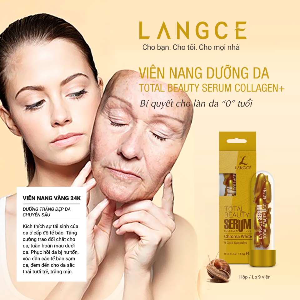 SERUM COLLAGEN+ ĐẸP DA VIÊN NANG VÀNG 24K (9 VIÊN) LANGCE