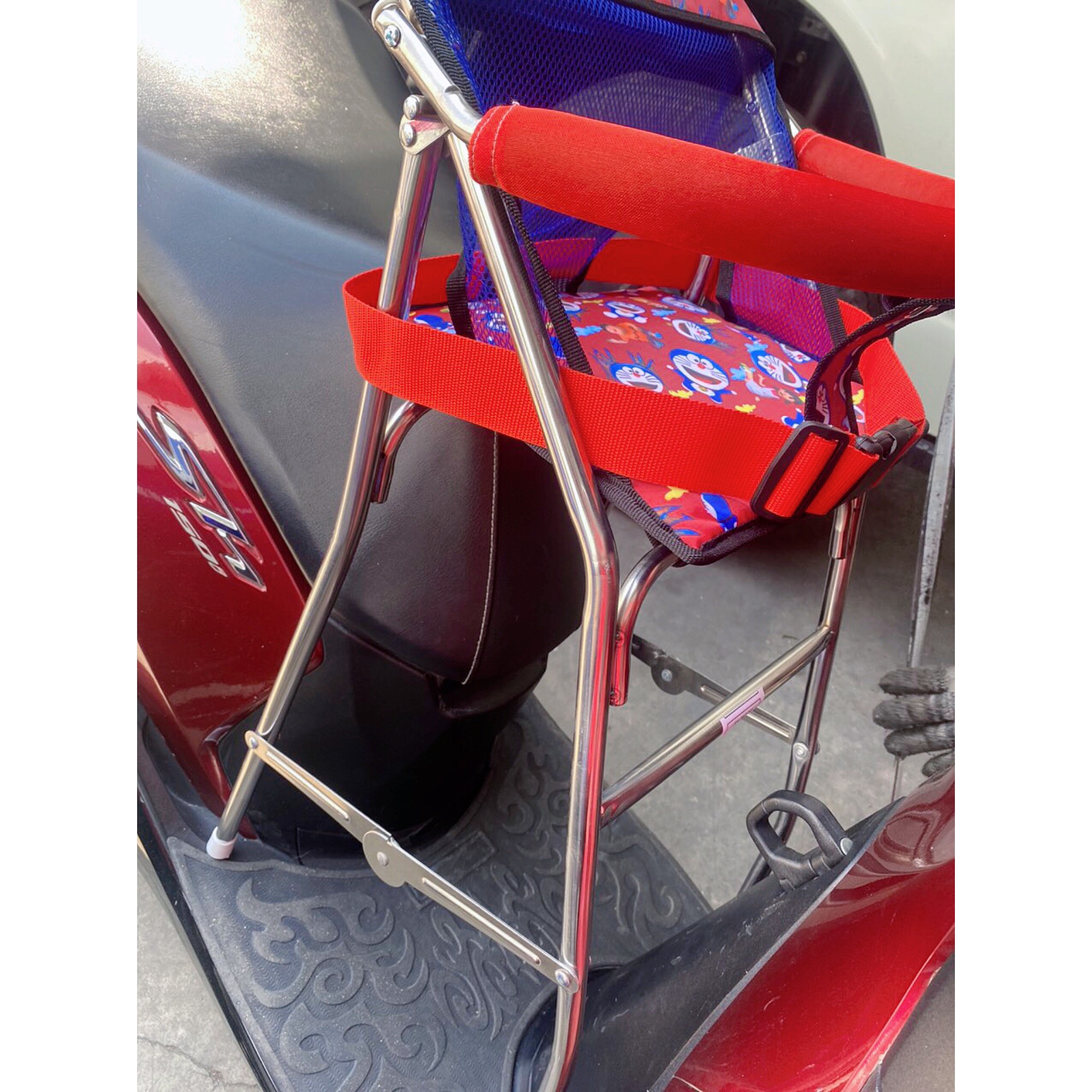 Ghế INOX ngồi xe Airblade 2014 đến nay , Nvx , Hayate , SH nam , lớn , ý , GHẾ GA XẾP INOX CÓ DÂY ĐAI