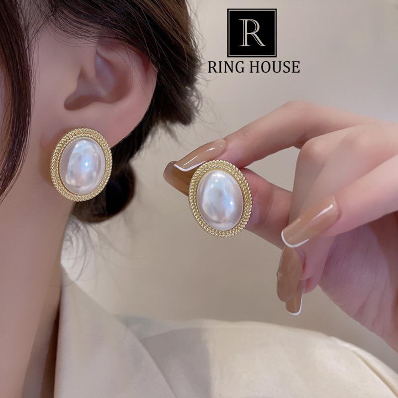 Khuyên tai bông tai nữ hạt trai hình thoi dự tiệc sang đẹp Ring House
