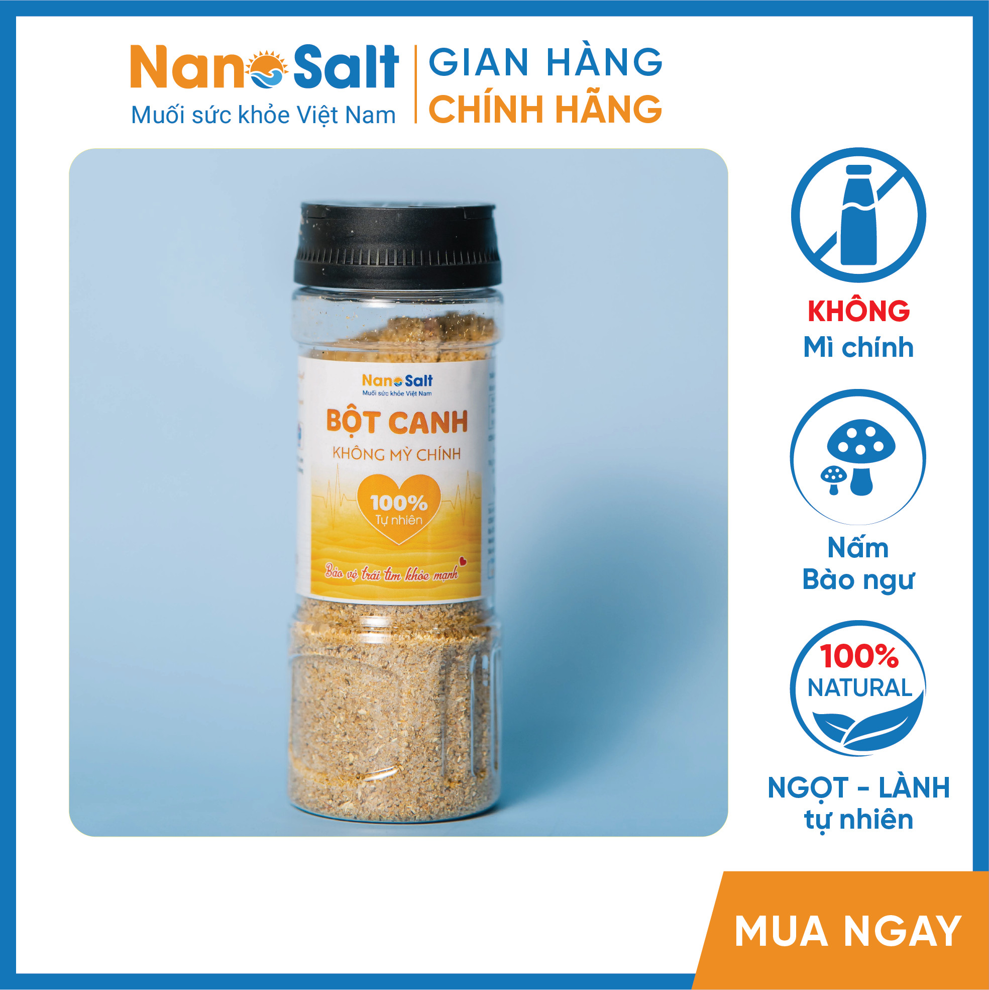 Bột canh không mì chính| Bột canh giảm muối, giảm Natri (Lọ 120gr)