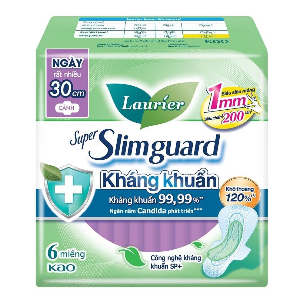 Băng Vệ Sinh Laurier Super Slimguard Kháng Khuẩn Dành Cho Ban Ngày 30cm 6 Miếng