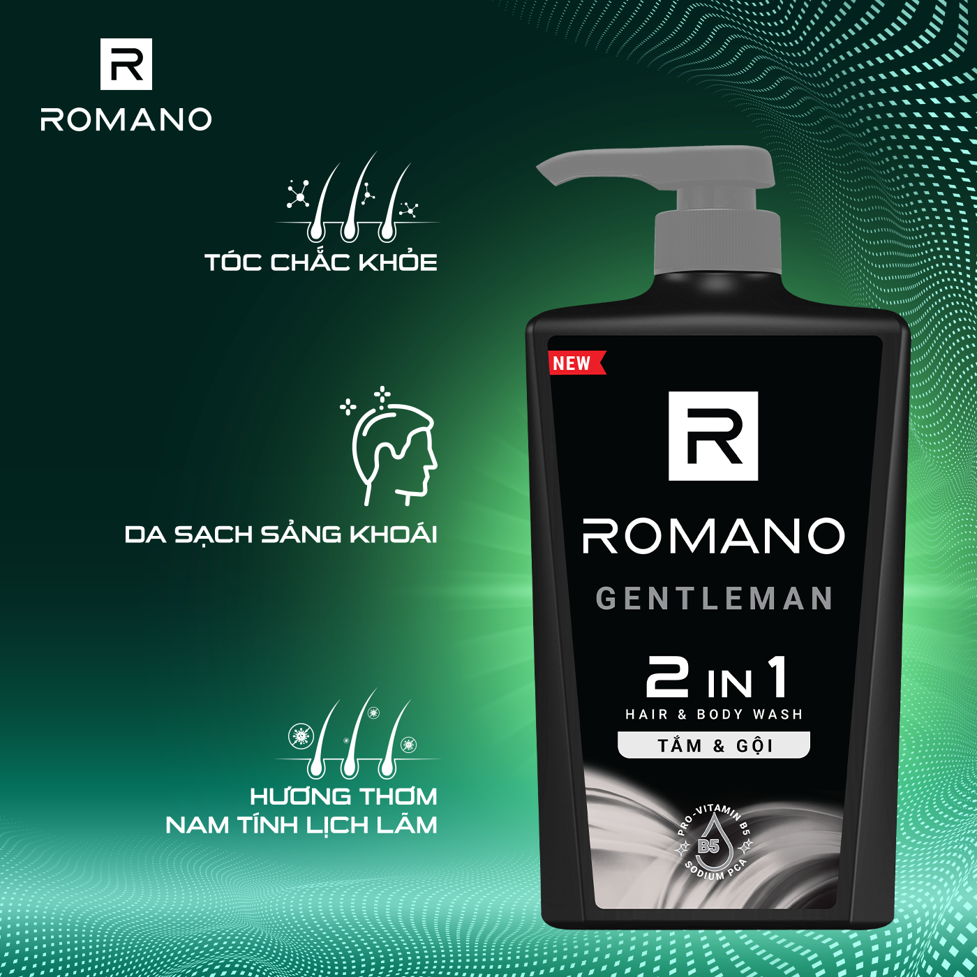 Sữa tắm gội Romano cho nam 2 trong 1 Gentleman 180g