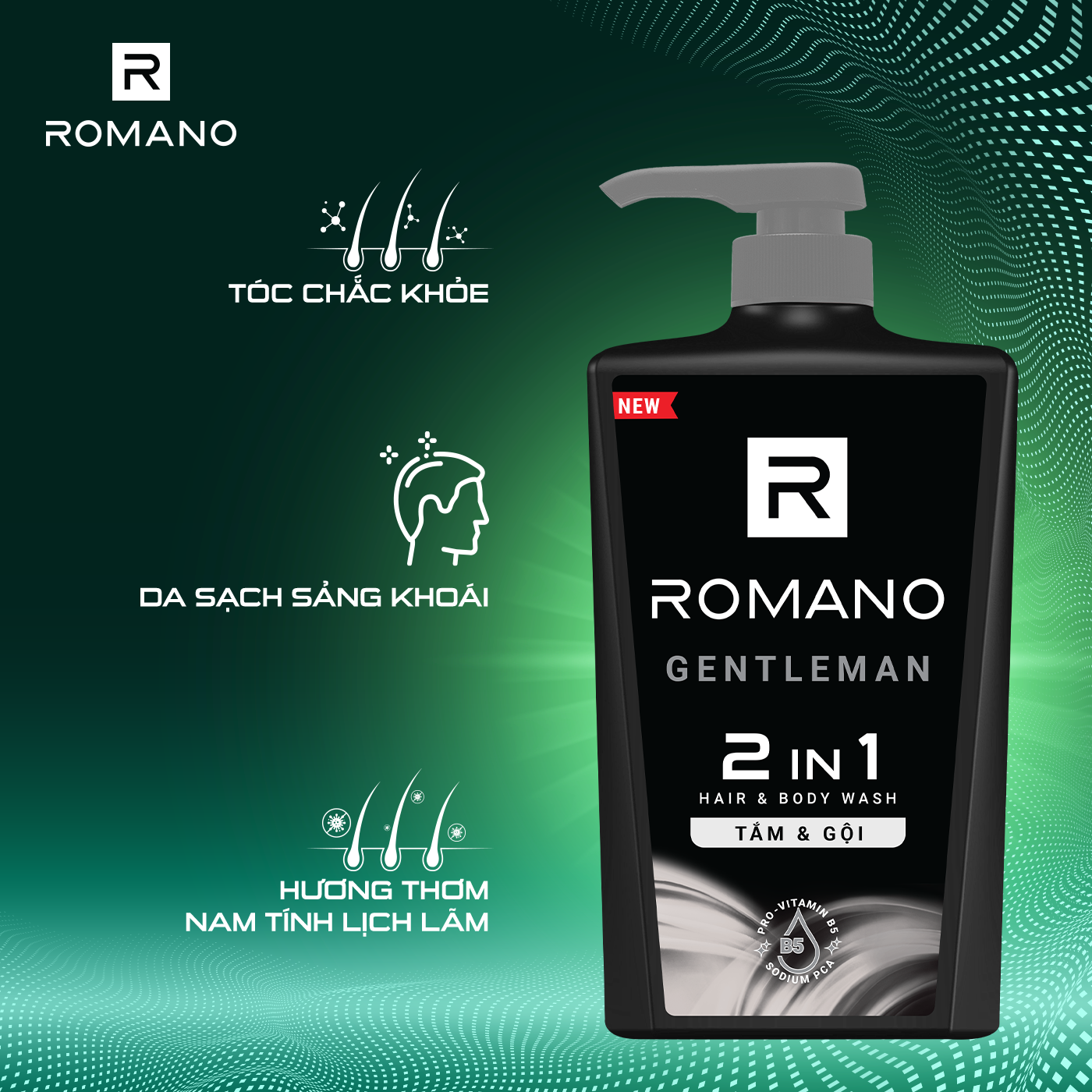 Sữa tắm gội cho nam Romano 2 trong 1 Gentleman 650g
