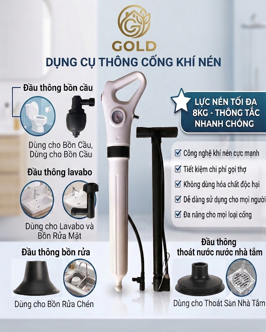 Súng thông tắc bồn cầu hàng cao cấp, Áp Lực Mạnh, sử dụng an toàn hiệu quả