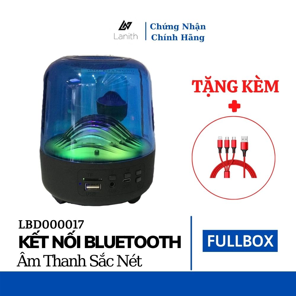 Loa bluetooth LANITH có đèn nháy đổi màu theo nhạc LBD17 trong suốt cao cấp – Tặng dây cáp sạc 3 đầu - Loa bluetooth đổi màu trong suốt hỗ trợ thẻ nhớ, USB - Hàng chính hãng – LBD00017.CAP0001