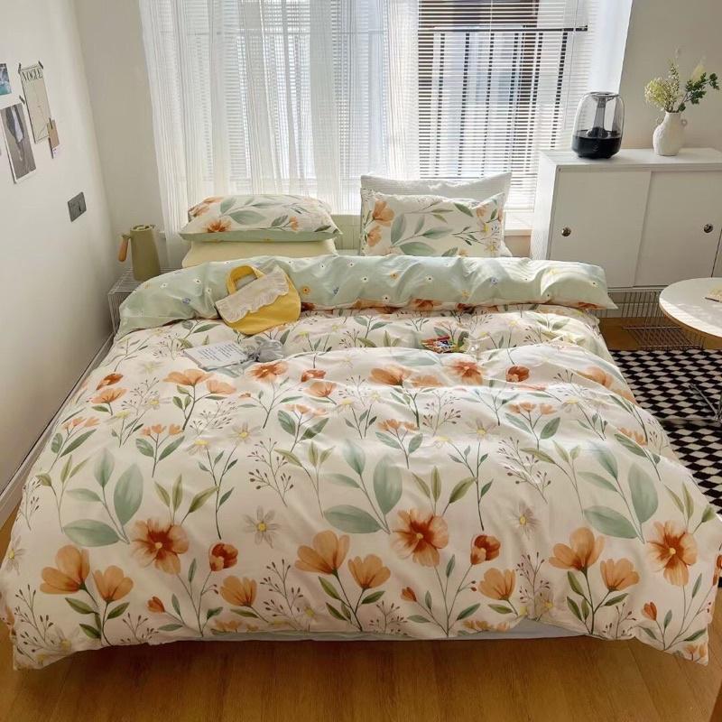 Bộ Chăn Ga Gối Cotton Living 100%cotton Hàng Nhập Khẩu Cao Cấp 4 Món