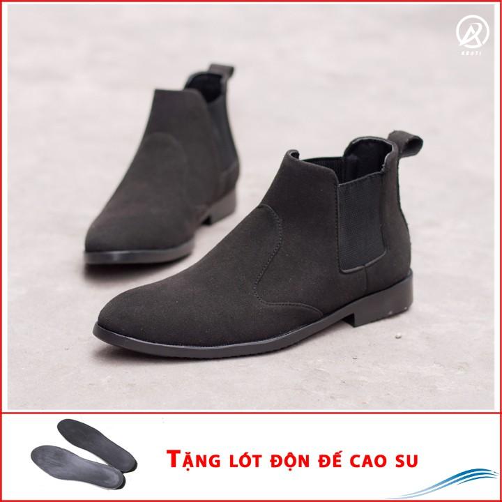 Giày Chelsea Boot Cổ Chun Da Búc Màu Đen Cực Đẹp - CB520-bucdenchun(DD)- Kèm Lót Độn Đế Cao Su