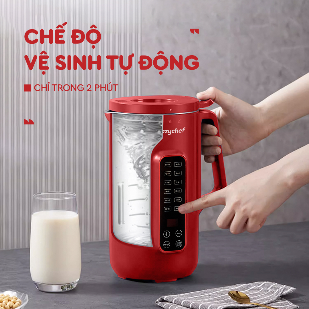 Máy Làm Sữa Hạt 12in1 Lazychef - Máy Xay Nấu Đa Năng Lazychef Sấy Khô Tự Động, 10 Lưỡi Dao Kép, Dung Tích 1000ml