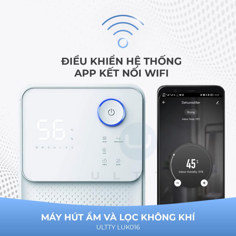 Máy Hút Ẩm &amp; Lọc Không Khí ULTTY LUK016 Công suất 16-20L/Ngày - Hàng Chính Hãng