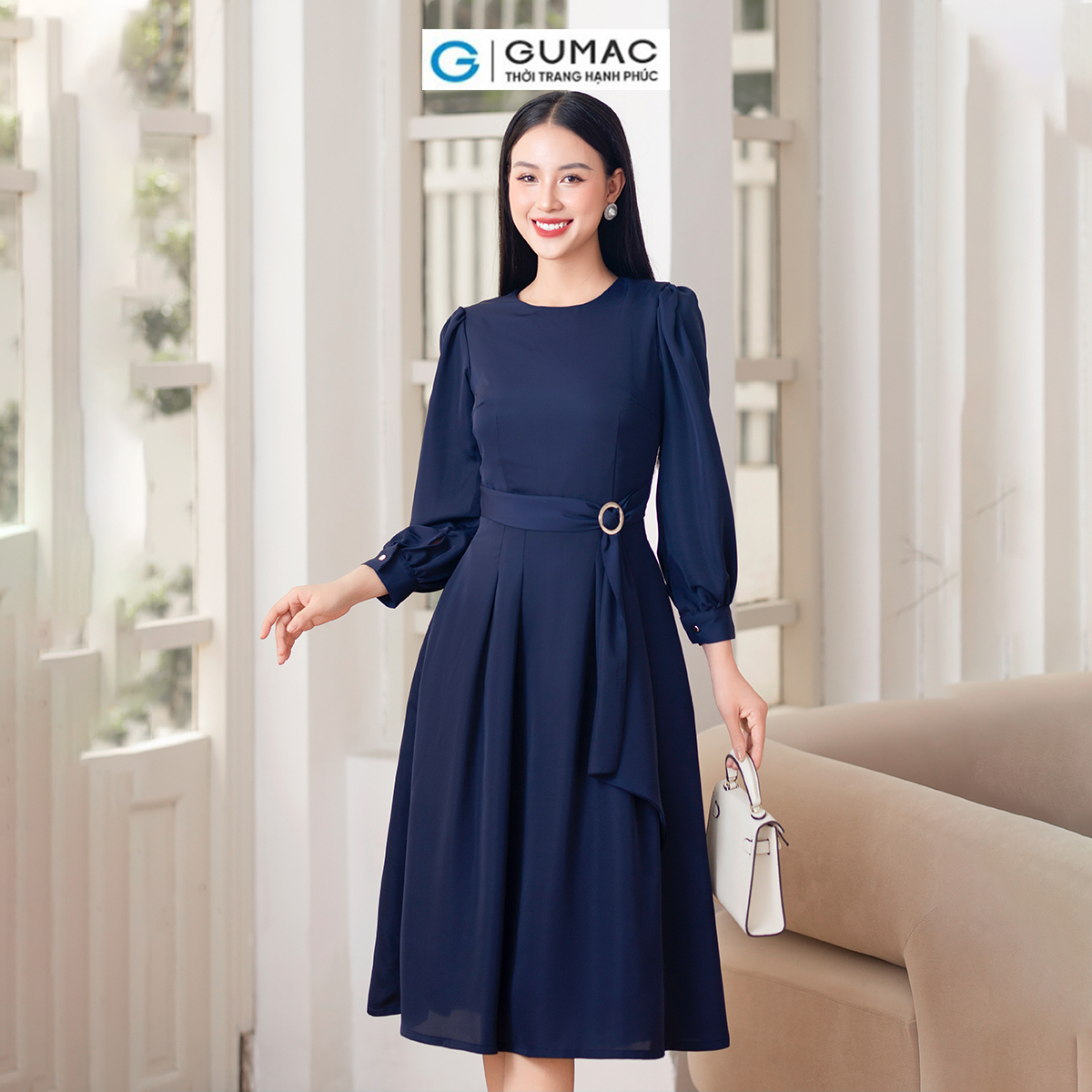Đầm phối phụ kiện thời trang GUMAC DD10017