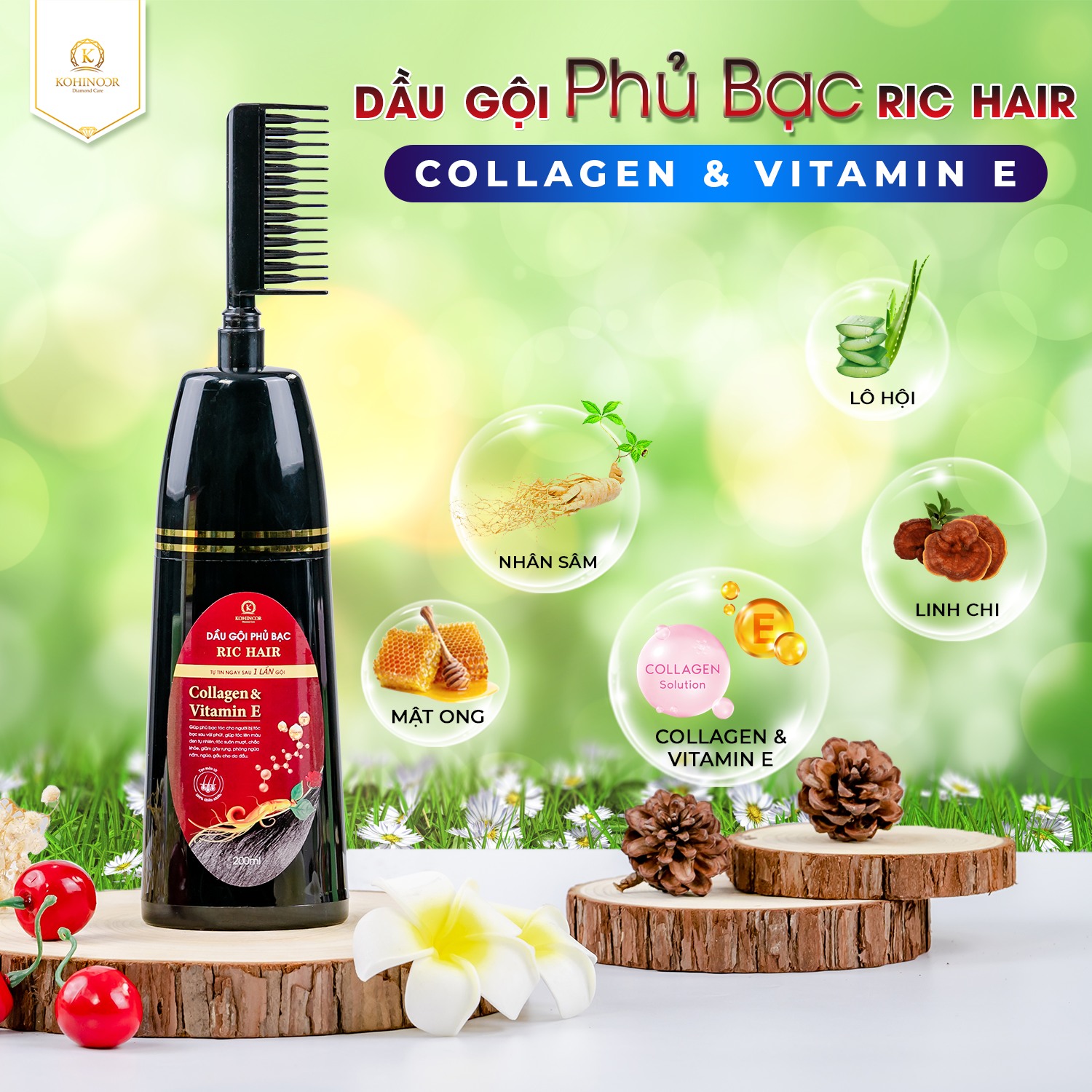 Dầu gội phủ bạc Colagen Vitamin E Ric Hair Kohinor