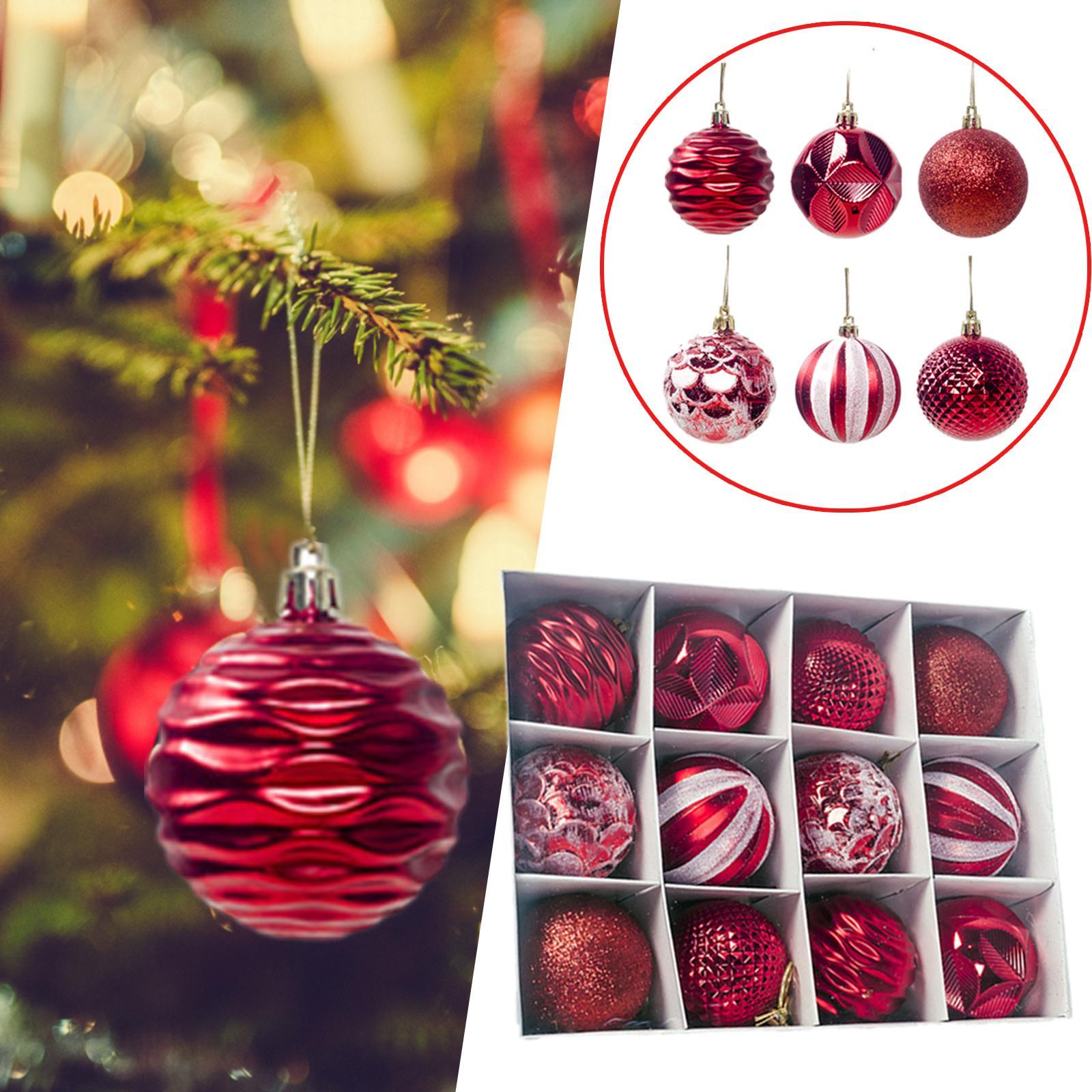 12Pcs Christmas Balls Xmas Tree Hanging Pendants DIY for Home Decorations