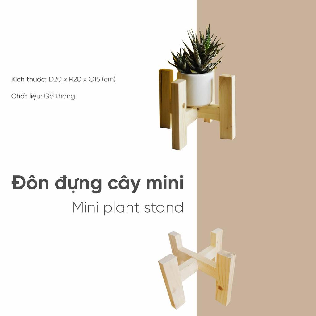 Đôn gỗ đựng cây cảnh mini để bàn đường kính 16cm lắp ghép đơn giản