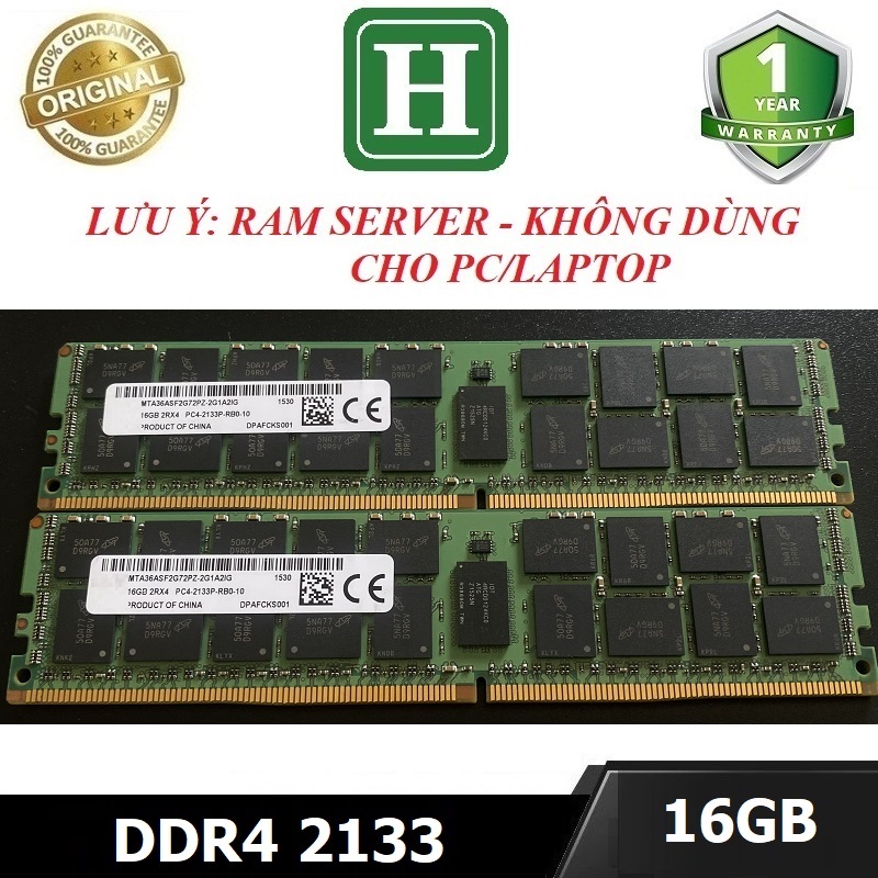 Ram Server ECC REG DDR4 16GB bus 2133 - không dùng cho máy PC thường/Laptop