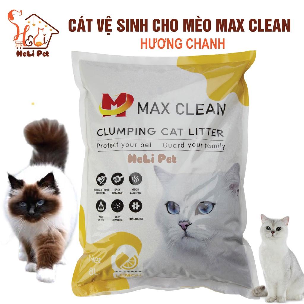 Cát Vệ Sinh Cho Mèo Max Clean 4Kg Vón Cực Nhanh, Rất Ít Bụi, Thấm Hút Tốt Dùng Tốt Cho Cả Máy Vệ Sinh và Khay Vệ Sinh- HeLiPet- HeLiPet