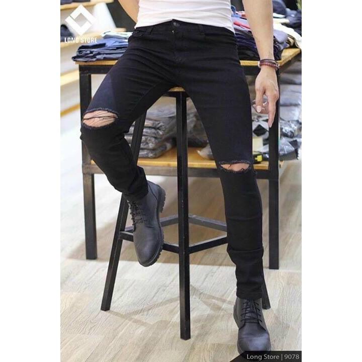 Quần jean nam rách gối cao cấp vải jean co dãn hàng chuẩn shop Phuongnamshop20 kvp56