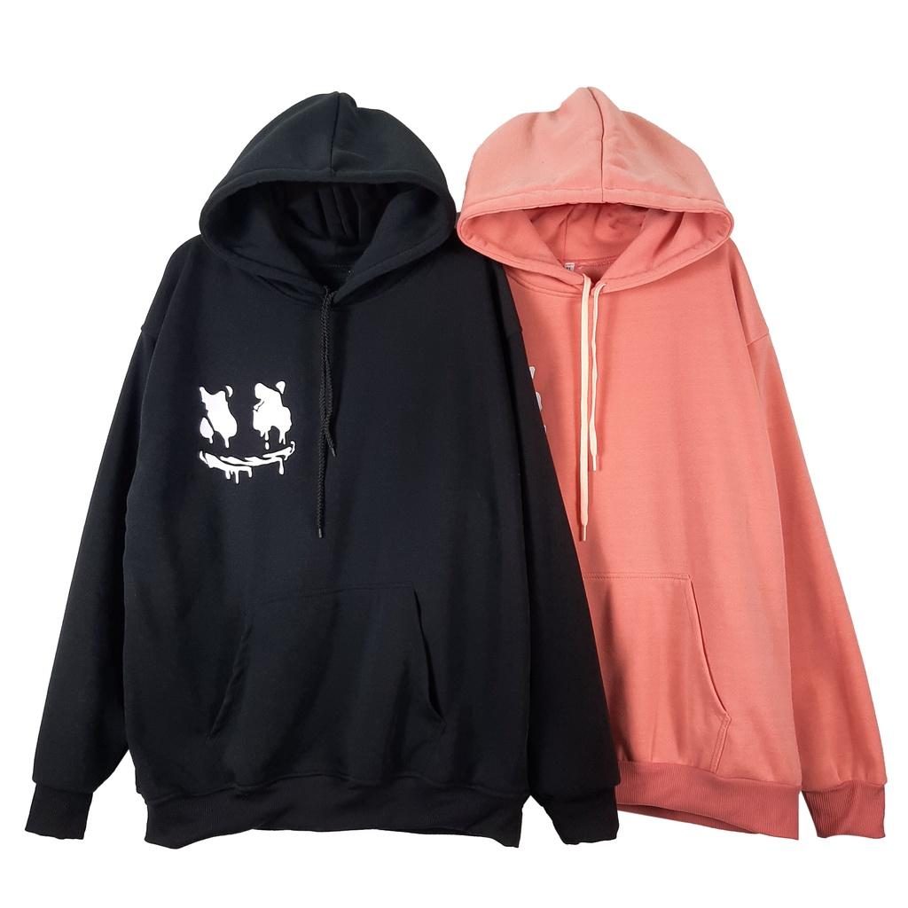 Áo khoác nỉ có mũ 2 lớp SAM CLO - HOODIE chui freesize form rộng nam nữ unisex in hình MẶT CƯỜI chữ X