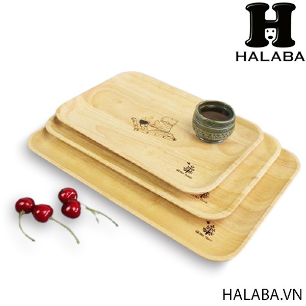 Dĩa Gỗ Chữ Nhật Cao Cấp Đựng Đồ Ăn, Có Họa Tiết Trang Trí Decore, Kích Thước 30.5 x 20.5 x 2 cm - Gỗ Đức Thành