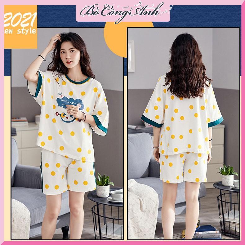Đồ bộ nữ mùa hè quần đùi áo tay ngắn chất liệu cotton trang phục mặc nhà