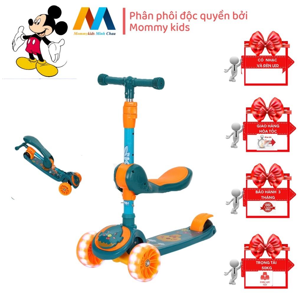 Xe trượt scooter Mommykids Minh Chau, Có nhạc có đèn kiêm chòi chân 2 trong 1