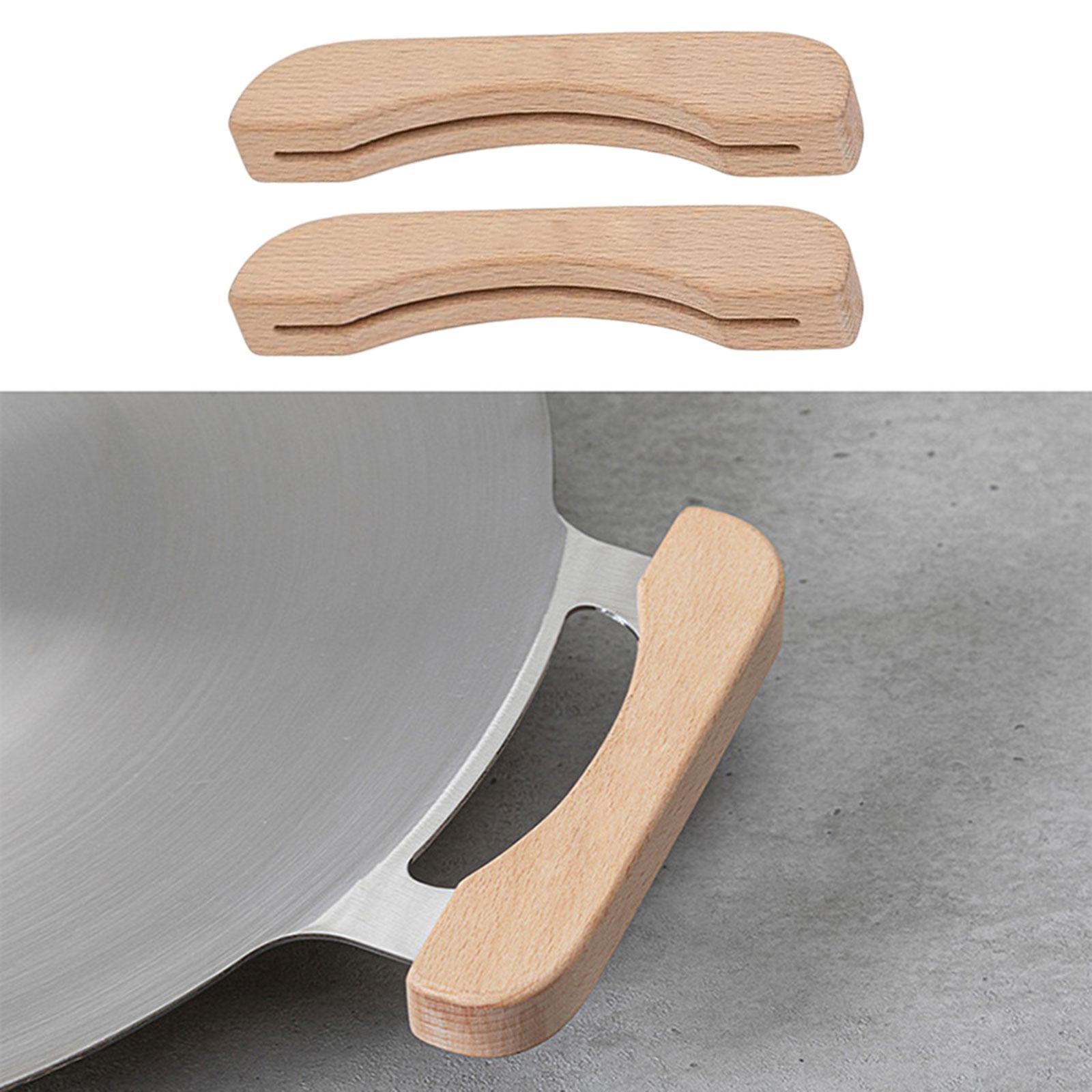 Wooden BBQ Pan Handle Anti Scald Replacement Grip for Griddle Pot Outdoor