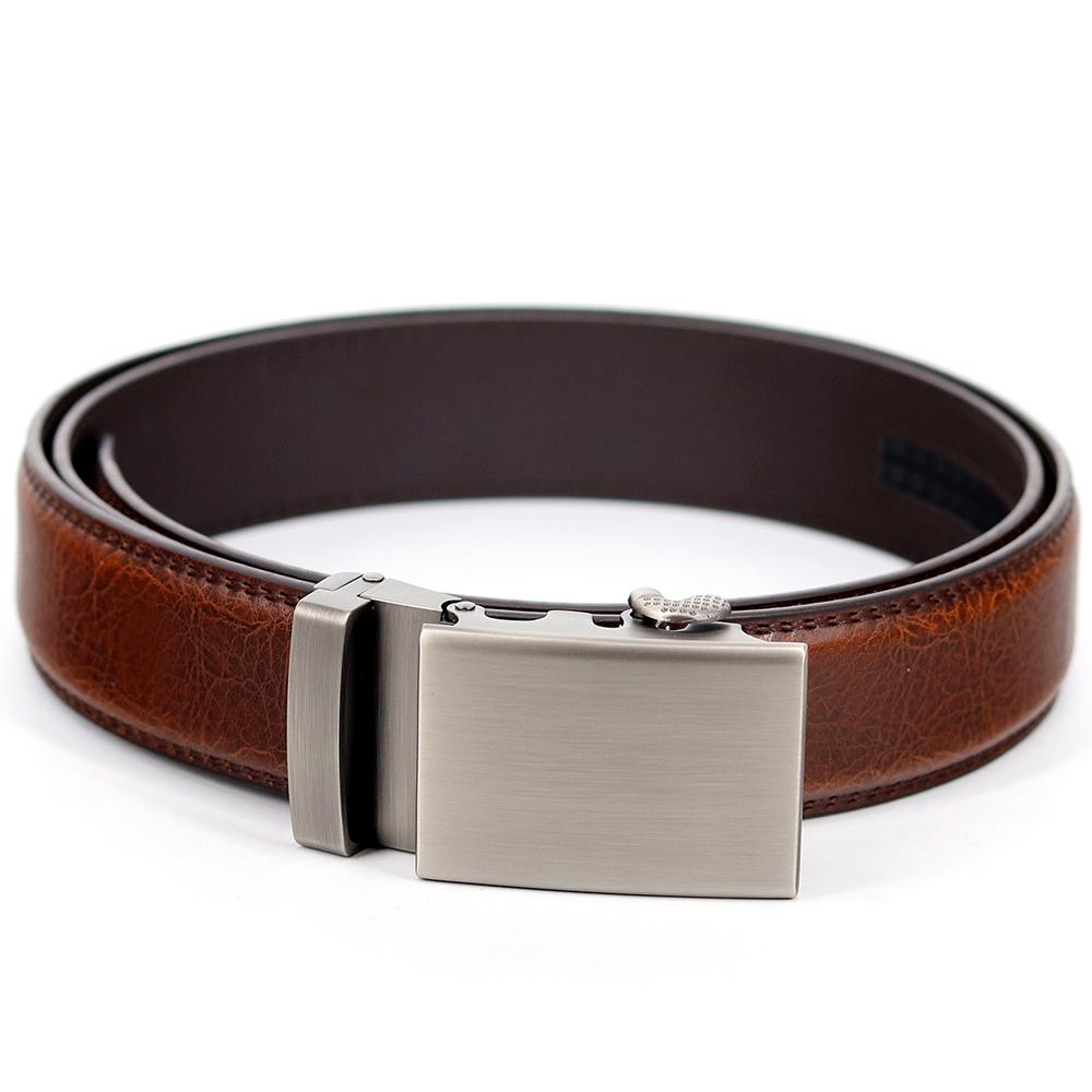 Ví Da Nam Da Bò Dây Kim Loại Vintage Khóa Tự Động Kinh Doanh Quần Ratchet Dây Nâu Dây Đeo Thắt Lưng Nam Thời Trang Phong Cách