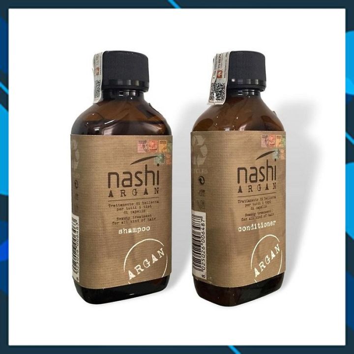 [+Tặng mũ trùm] Cặp dầu gội xả Nashi Argan Classic Shampoo and Conditioner siêu mượt cho tóc khô hư tổn Ý 200ml