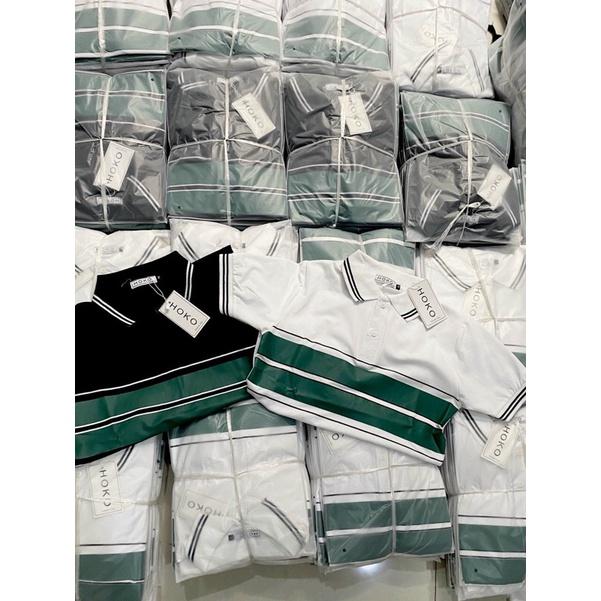 Áo Polo nam kẻ xanh 3D ngang ngực vải Cotton cá sấu cao cấp xuất xịn dệt bo dày dặn chuẩn form áo thun cổ bẻ tay ngắn