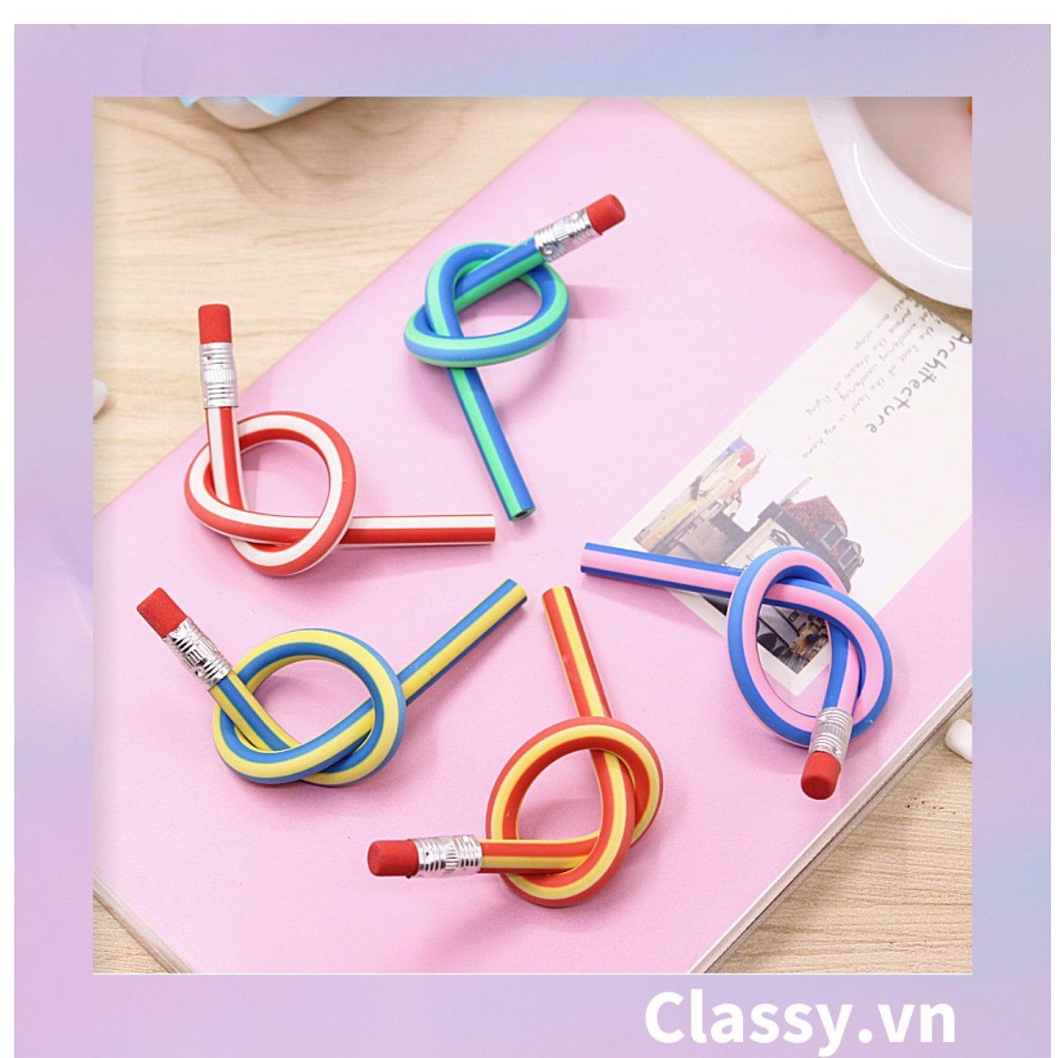 Bút chì mềm 30cm PVC sọc màu bút chì HB dẻo có thể gấp tròn lại được sáng tạo PK1820