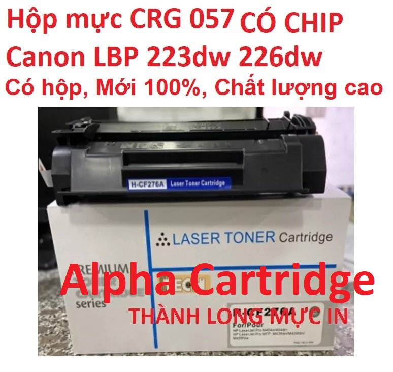 Hộp mực 057 Có Chip dành  Canon LBP 223dw 226dw 228x MF453dw MF440 MF445dw MF449x Loại tốt có hộp-Hàng chính hãng Alpha Cartridge