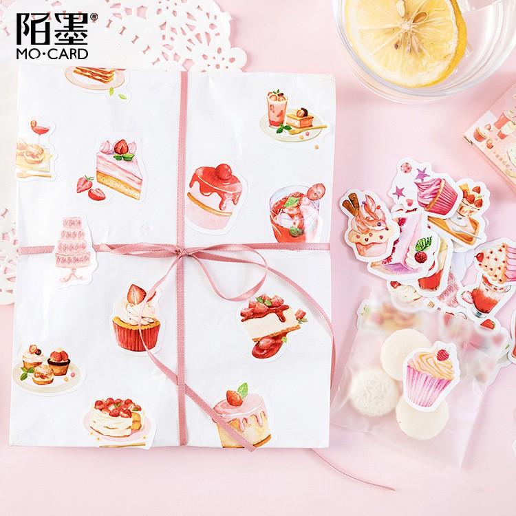 STI46 Bộ 45 miếng dán sticker dễ thương - Strawberry tea time