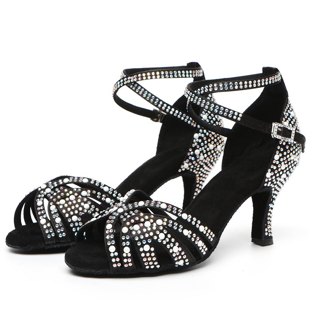 Giày cao gót phụ nữ để nhảy giày nhảy Latin của phụ nữ Girls Ballroom Modern Tango Shoes Ladies Salsa Party Sandal Color: 5cm Brown Shoe Size: 33