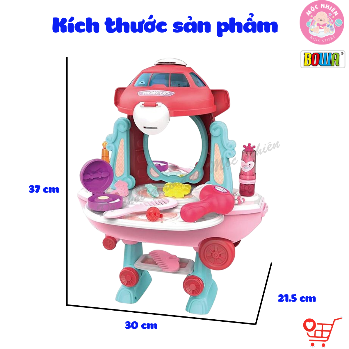 Đồ Chơi Hướng Nghiệp Nhập Vai BOWA 8091 - Máy Bay Trang Điểm 2 trong 1