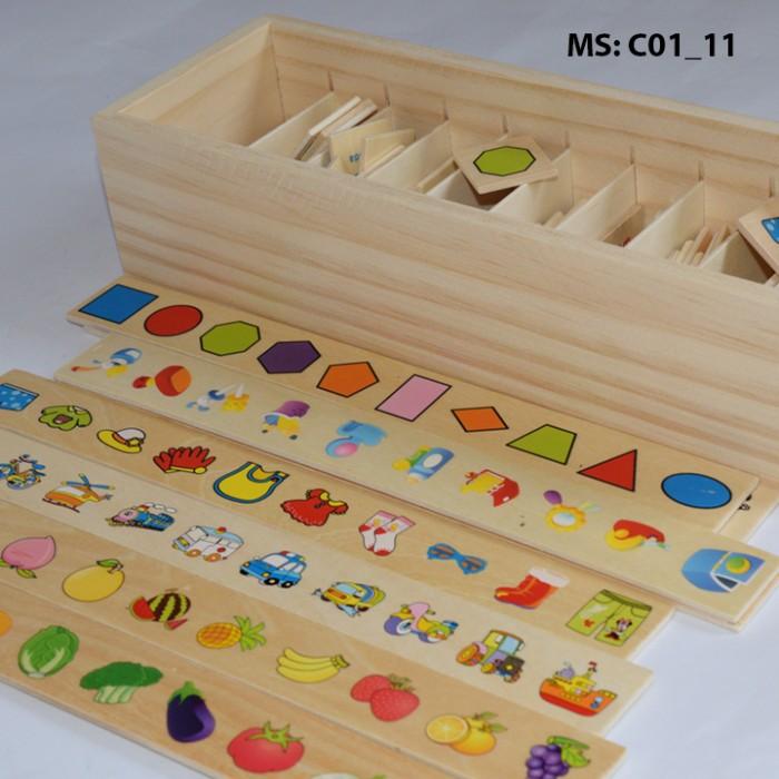 Đồ chơi thả hình theo 8 chủ đề - 80 thẻ thả gỗ cho bé