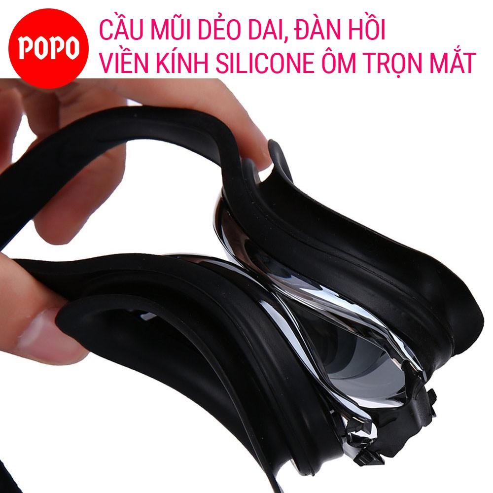 Kính bơi người lớn tráng gương POPO cho nam nữ cản tia UV cho bé trẻ em