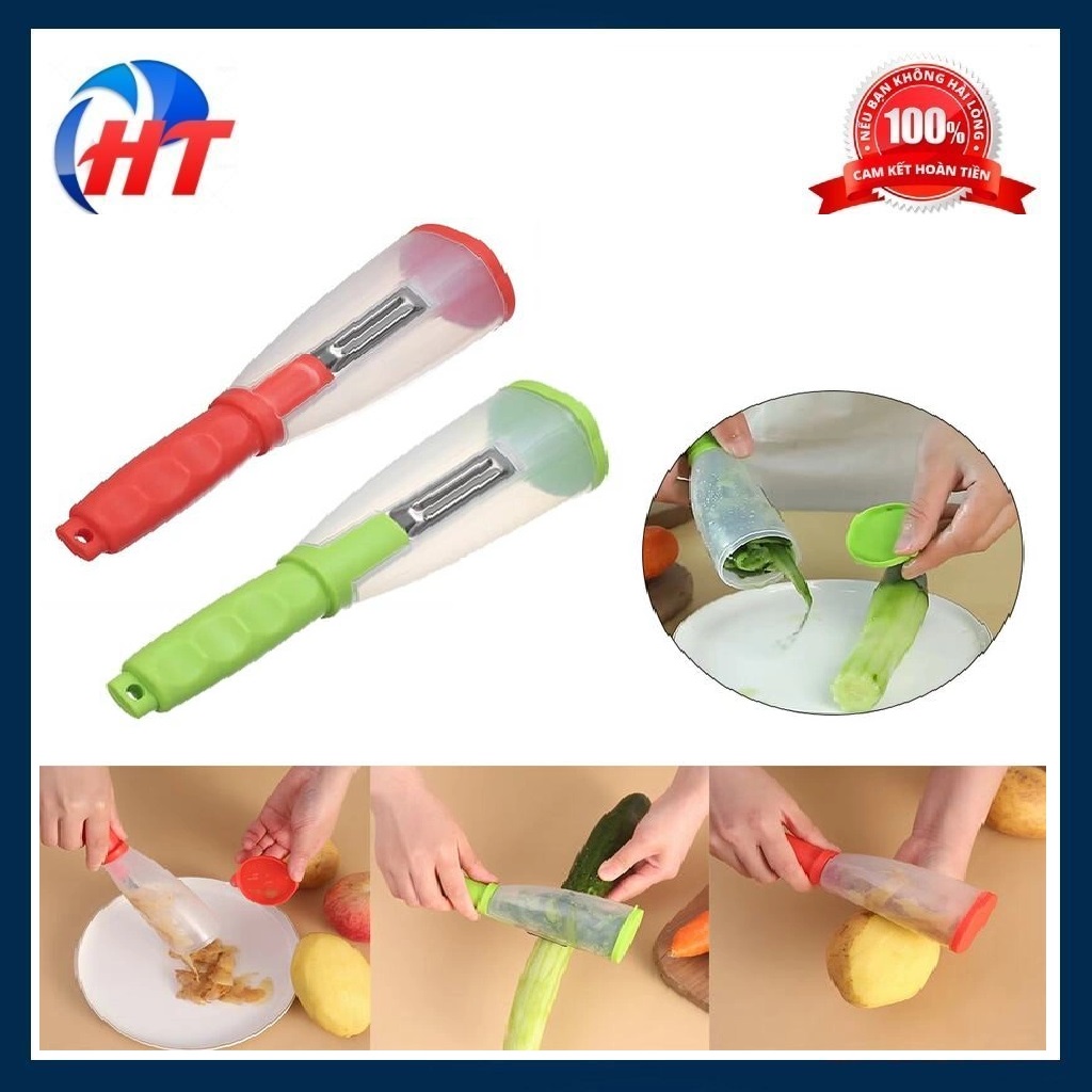 Dao bào 2 đầu cán có khay đựng vỏ tiện lợi -HT - Màu ngẫu nhiên