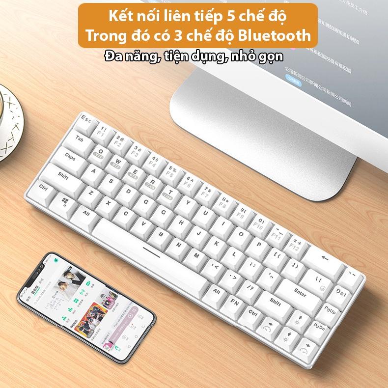 Bàn phím cơ Coputa bàn phím bluetooth không dây mini kết nối điện thoại laptop máy tính bảng Full LED XM68