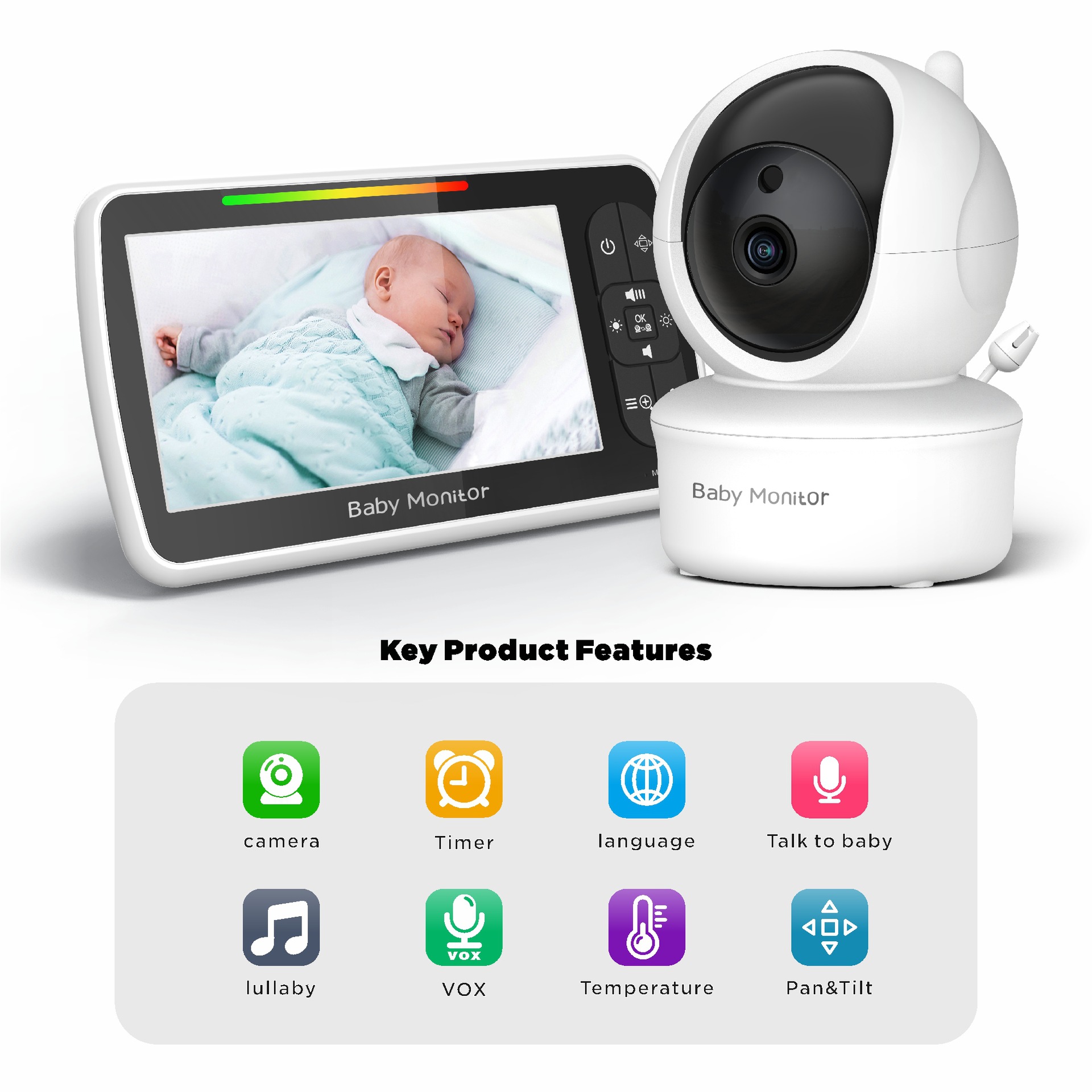 Máy báo khóc Baby Monitor Pro SM650 góc xem 360 với độ phân giải cao âm thanh nét