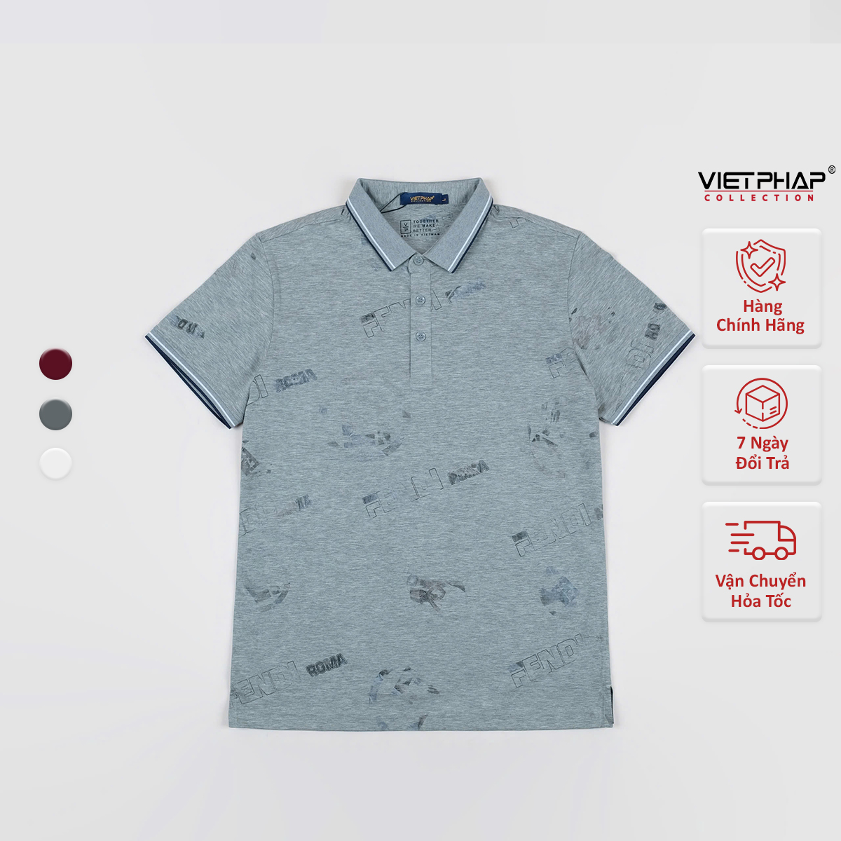 Áo Polo Nam VIỆT PHÁP Form Luxury - Thun In 4 Chiều lịch lãm, sang trọng 1801