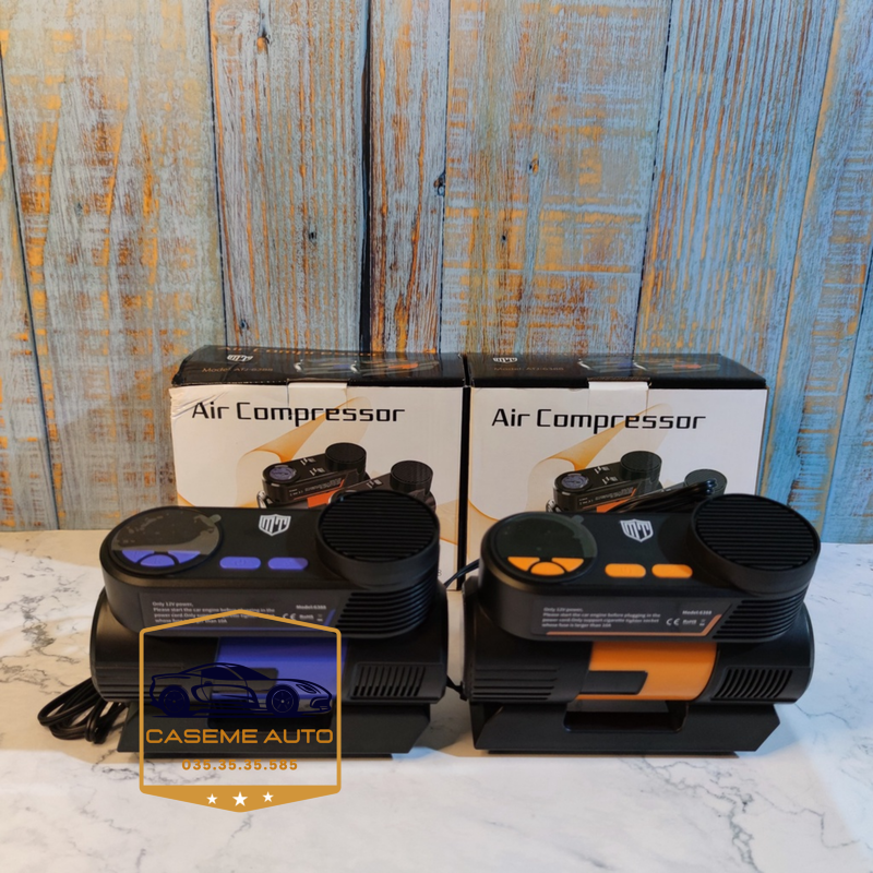 Bơm Lốp Mini 12V, Bơm 1 Xi Lanh Air Compressor, Cắm Tẩu, Đồng Hồ Điện Tử Tự Ngắt - ATJ-6388 - Hàng Nhập Khẩu