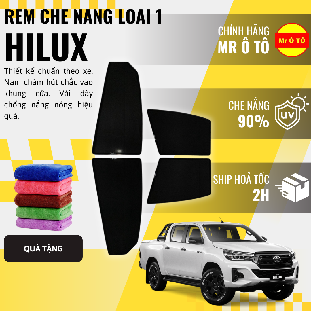 Rèm Che Nắng Xe Toyota Hilux Loại 1 Mr Ô TÔ Bảo Hành 24 tháng Cam Kết Chuẩn Khít Theo Xe