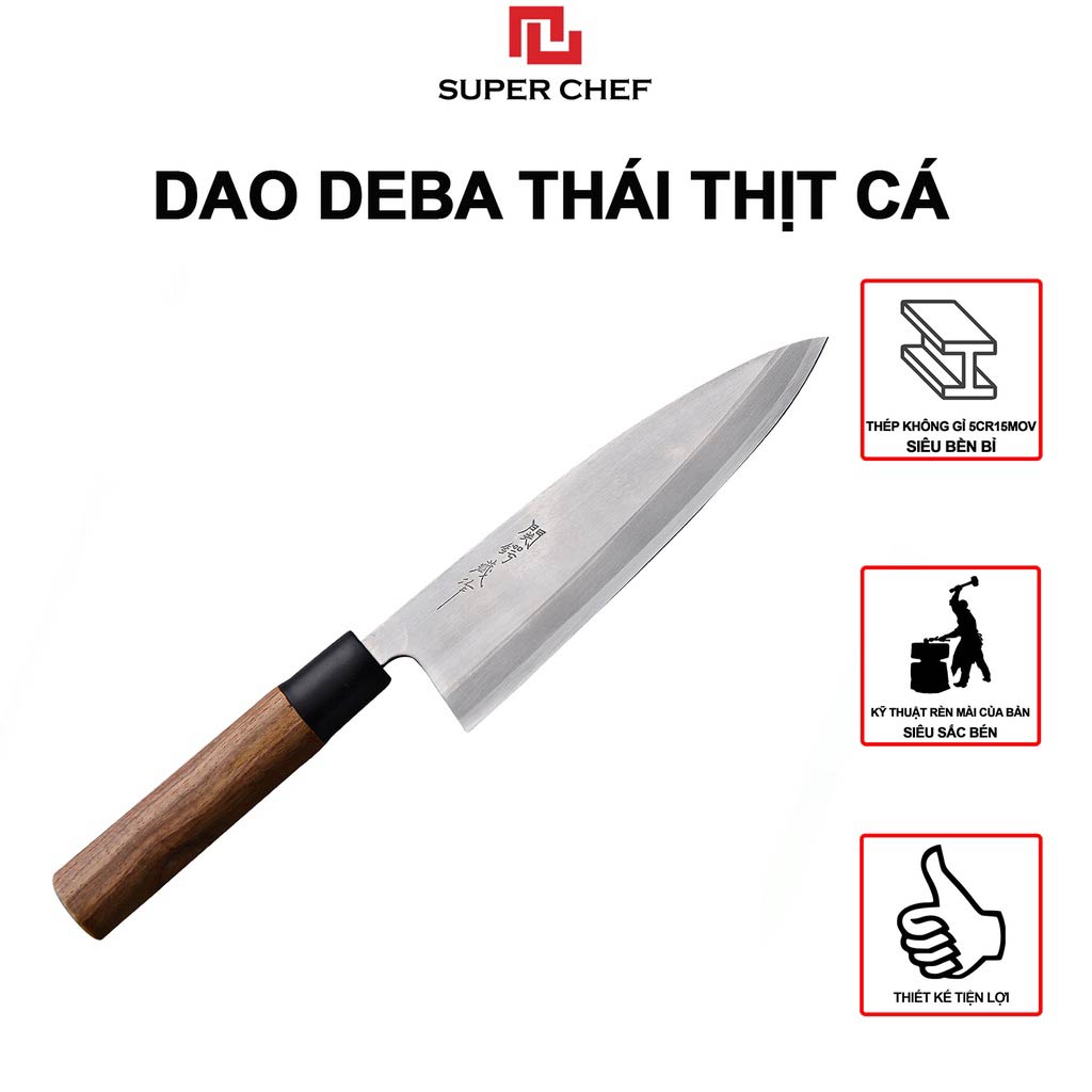 Bộ Dao Cán Gỗ Super Chef Sắc Bén, Siêu Bền Bỉ