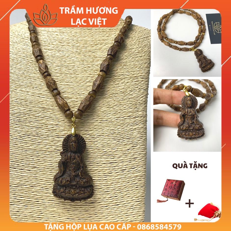 Vòng Cổ / Dây Chuyền Trầm Hương Sánh Chìm Mặt Quan Thế Âm Phong Thủy Cao Cấp Tự Nhiên Lạc Việt