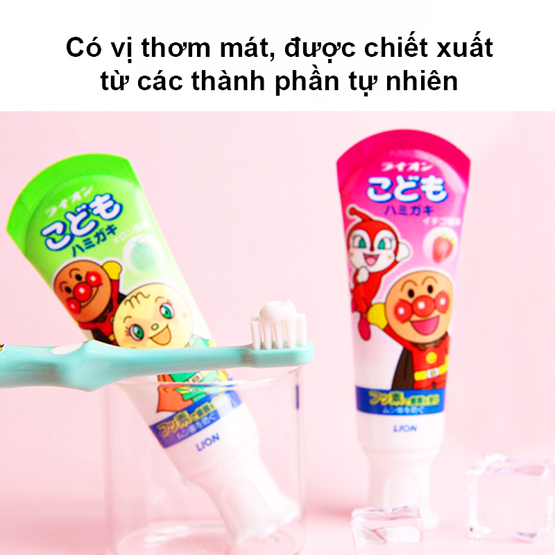 Kem đánh răng trẻ em, Kem đánh răng cho bé nuốt được Lion nội địa Nhật Bản hương vị ngọt cho bé – SI017