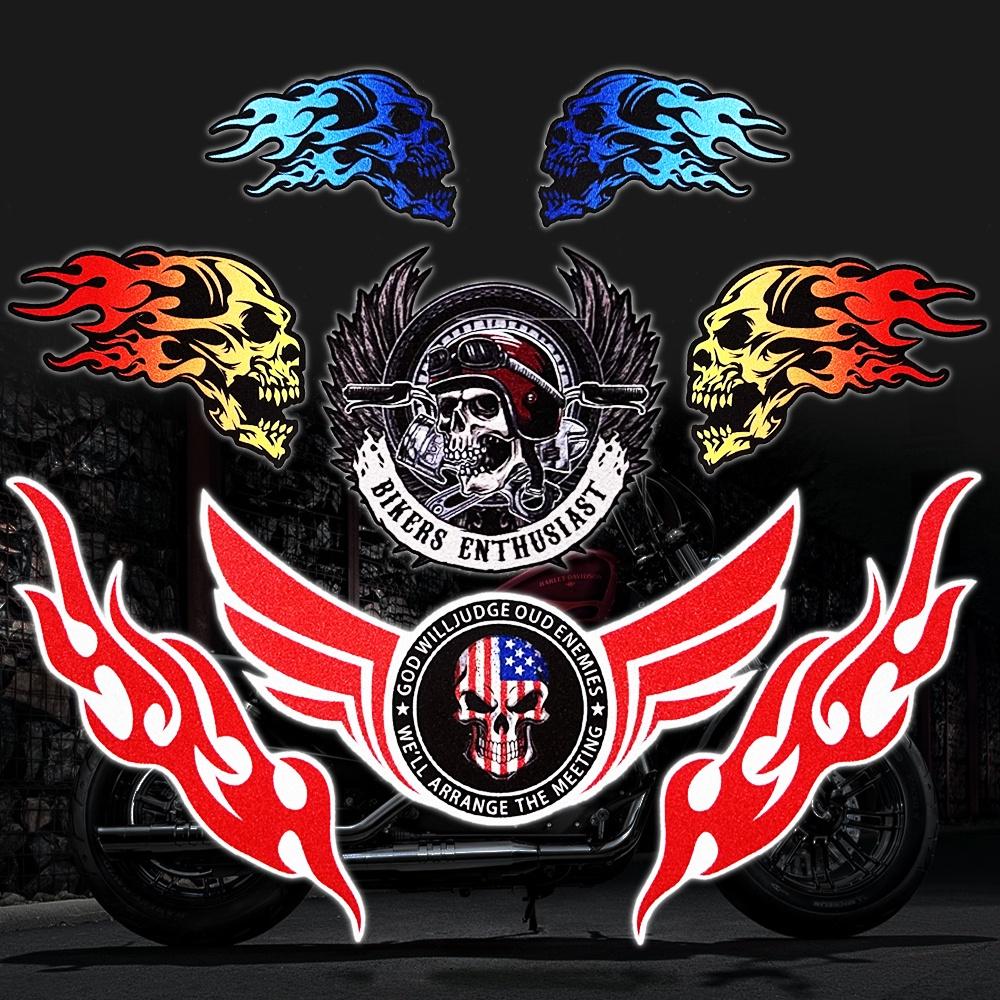 Nhãn dán xe máy Retro Fire Ghost Skull phản quang Bình xăng Decal Phụ kiện xe máy cho Harley Davidson
