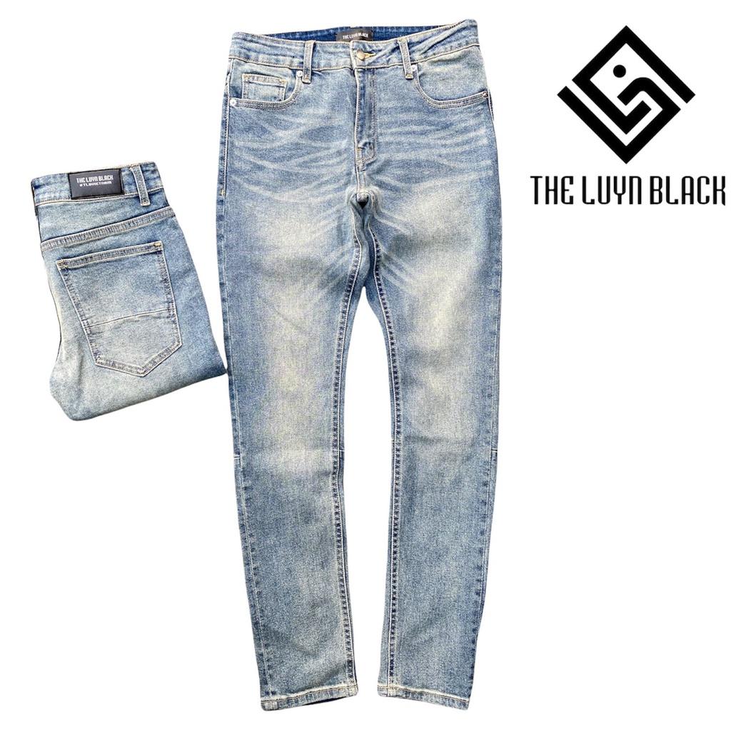 Quần Jean Nam The Luyn Black Trơn Màu Xanh Vintage Phong Cách Đường Phố Dễ Phối Đồ