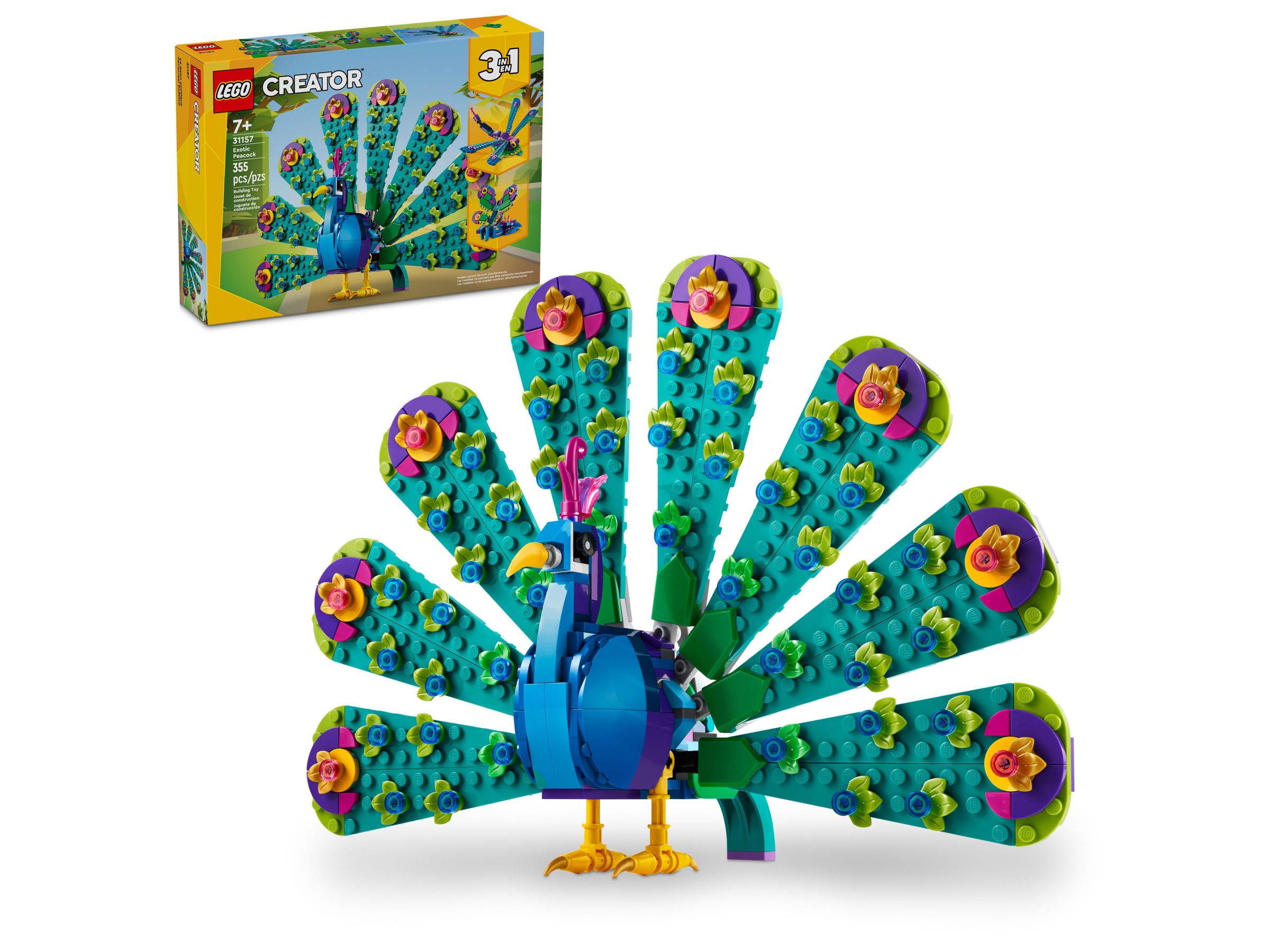 Đồ Chơi Lắp Ráp Mô Hình Chim Công Sặc Sỡ 3 In 1 - Exotic Peacock - Lego Creator 31157 (355 Mảnh Ghép)